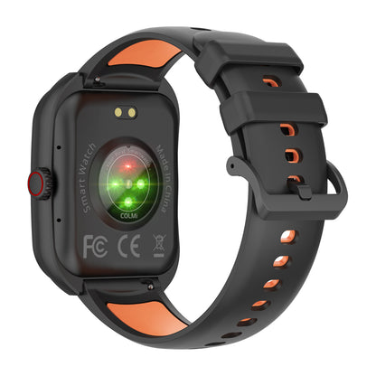 COLMI P86 AMOLED Smartwatch with black and orange band on a white background